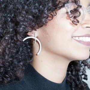 cea _ asymmetric metal 3d printed earrings